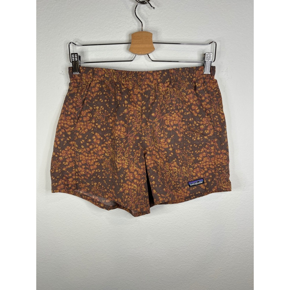 Patagonia Mens Baggies Shorts Floral Print Brown Orange Small
